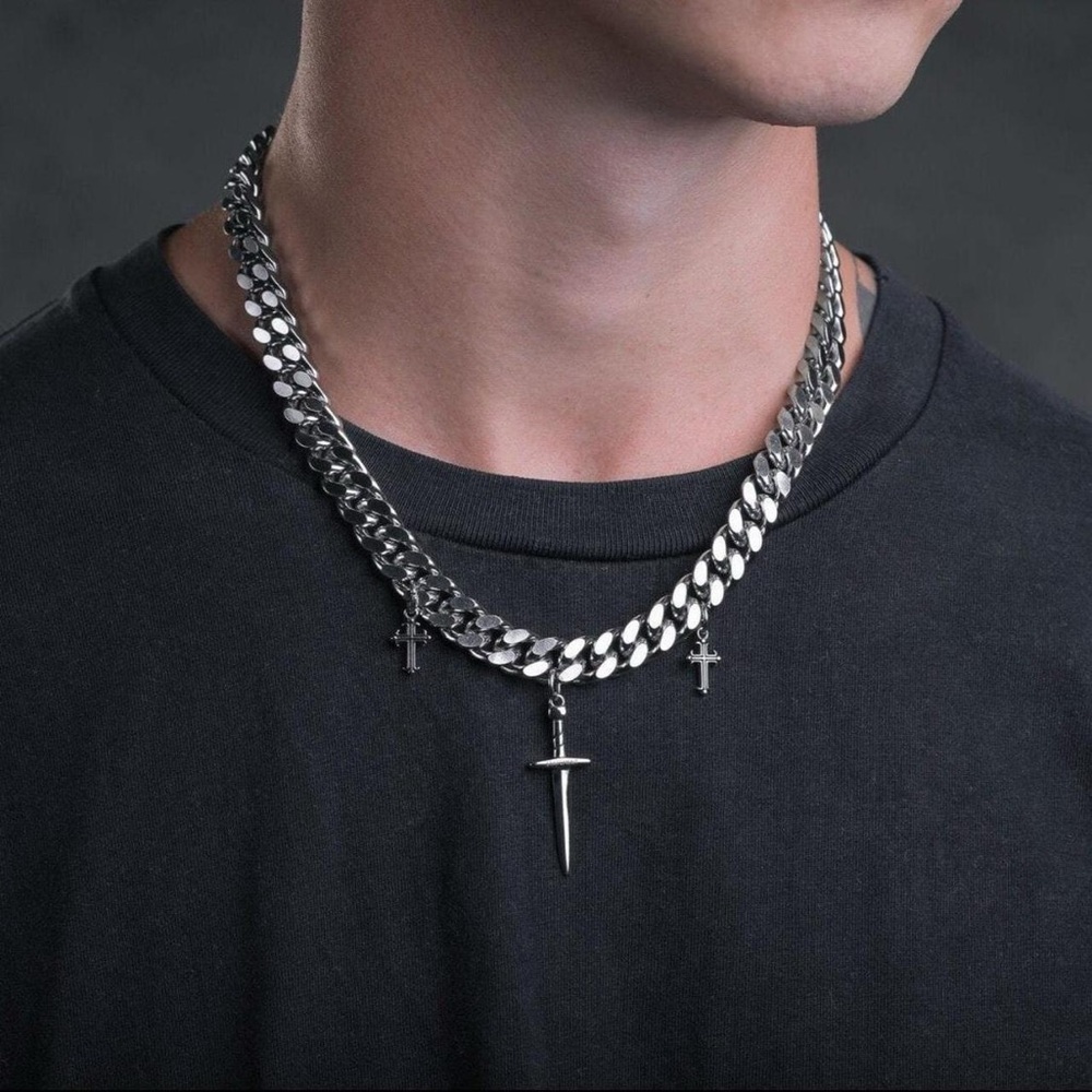 Statement AU Crusader Dagger Cross Necklace